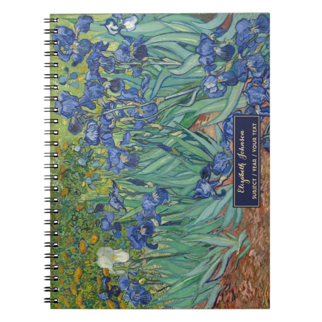 Blume Vincent Van Gogh Vintag Art Gold Monogram Notizblock (Vorderseite)