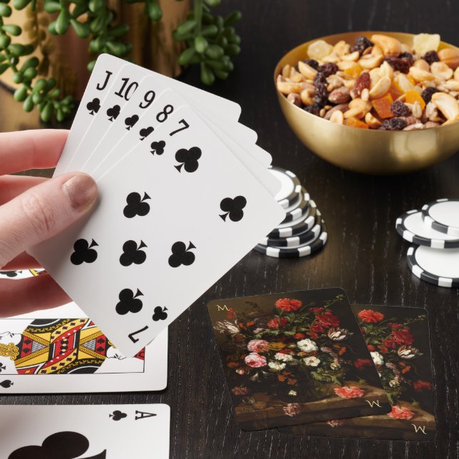 Blume Vintag Art Mit Monogramm Poker Familienspiel Spielkarten (In Situ)