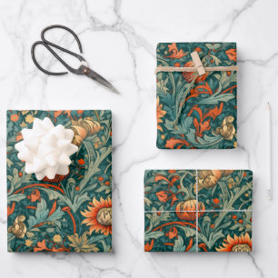 Blume, Vintag, Jugendstil, William Morris-Stil, Geschenkpapier Set