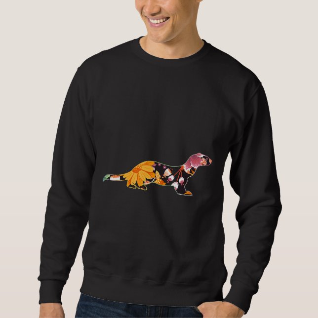 Blume Vintag Retro Ferret Sweatshirt (Vorderseite)