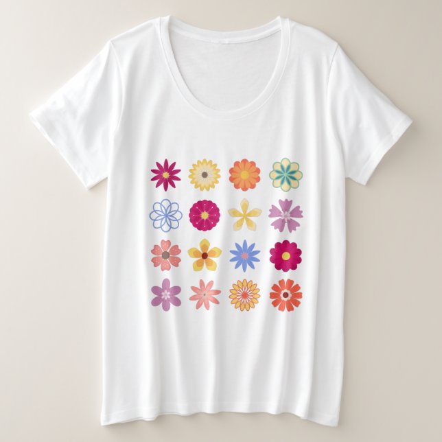 Blume, Vintage Blume, Blumengarten Große Größe T-Shirt (Design vorne)