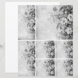 Blume Vintage Collage 1b 2 von 4 Schwarzweiß