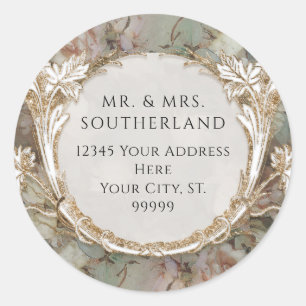Blume Vintage Rose Gold-Script-Rücksendeadresse Runder Aufkleber