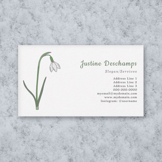 Blume Visitenkarte (Botanical Snowdrop Pastel Flower Business Card)