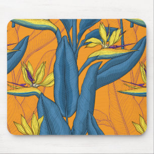 Blume-Vogel auf Orange Mousepad