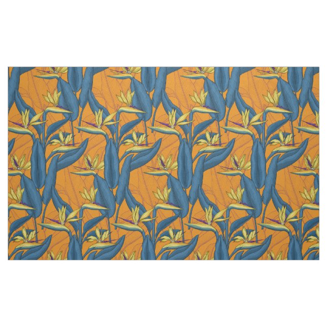 Blume-Vogel auf Orange Stoff (Fat Quarter (45,7 x 55,9 cm))