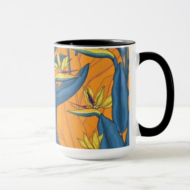 Blume-Vogel auf Orange Tasse (Rechts)
