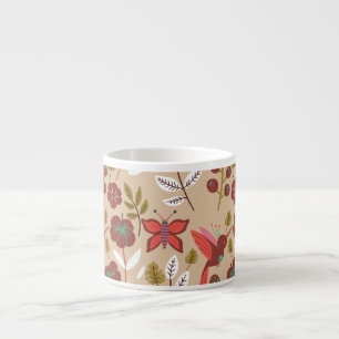 Blume, Vögel, Schmetterlinge, nahtlos Espressotasse