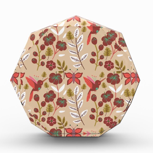 Blume, Vögel, Schmetterlinge, nahtlos Fotoblock (Vorderseite)