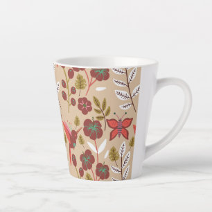 Blume, Vögel, Schmetterlinge, nahtlos Milchtasse