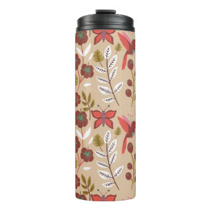 Blume, Vögel, Schmetterlinge, nahtlos Thermosbecher