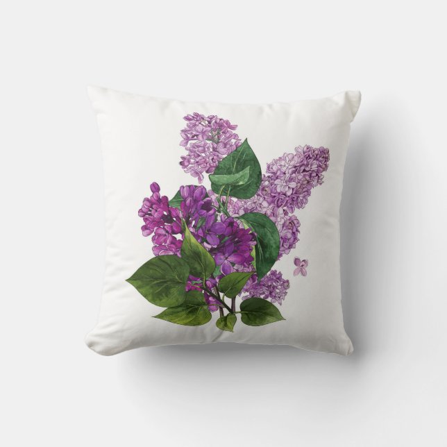 Blume von Aquarell in Lila Mauve Floral Kissen (Vorderseite)