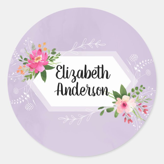 Blume von Aquarellen nennen trendy boho Runder Aufkleber (Vorderseite)