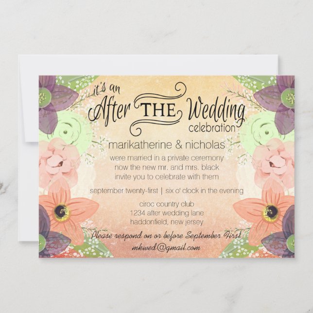 Blume von Aquarellfarben nach Hochzeit ID PP1 Einl Einladung (Vorderseite)