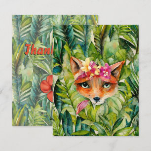Blume von Aquarellfuchs und grüne Blätter Vielen D Feiertagskarte