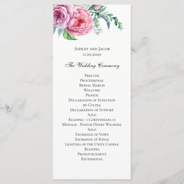 Blume von Boho. Bohemische Hochzeitsfeier Programm (Vorderseite)