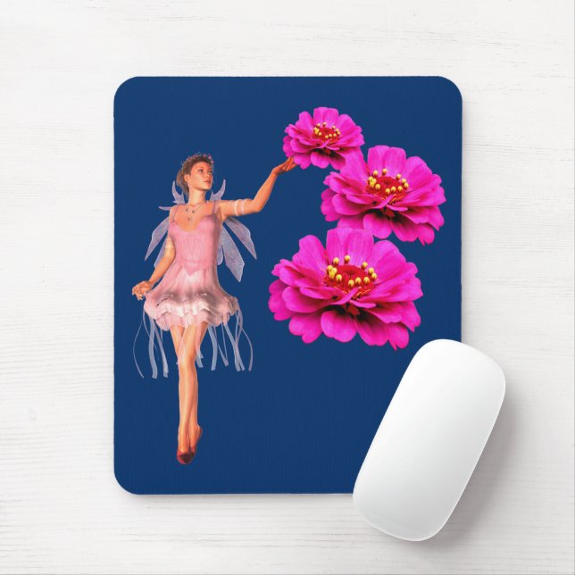 Blume von Fairy und Rosa Zinnia Mousepad (Mit Mouse)