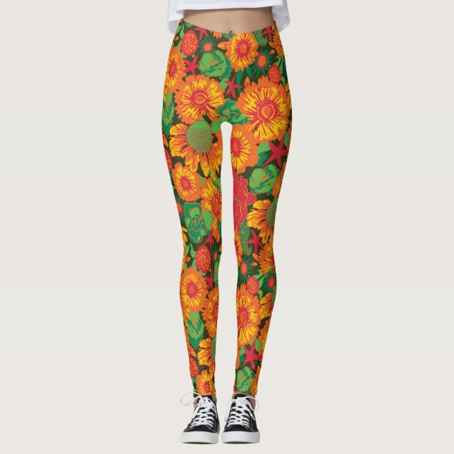Blume von Funky Hand Drawn Leggings (Vorderseite)