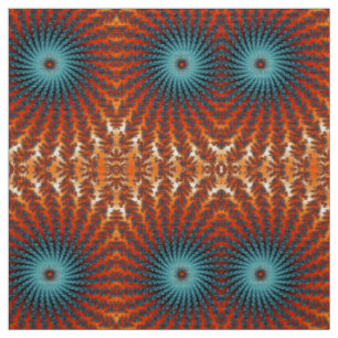 Blume von Funky Turquoise und Orange Spiral Frakta Stoff