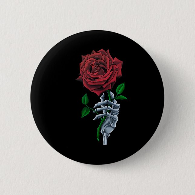 Blume von Hand Rote Rose Button (Vorderseite)