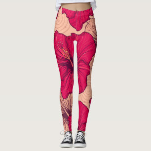 Blume von handgezogenen Hibisken Vintag Leggings