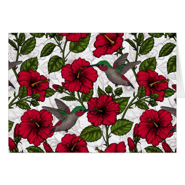 Blume von Hibisken und Kolibri (Vorderseite (Horizontal))