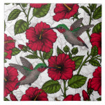 Blume von Hibisken und Kolibri Fliese<br><div class="desc">Nahtlose Vektor-Muster mit handgezeichneten Hibiskus-Blume und Hibiskus-Blume und Kolibris</div>