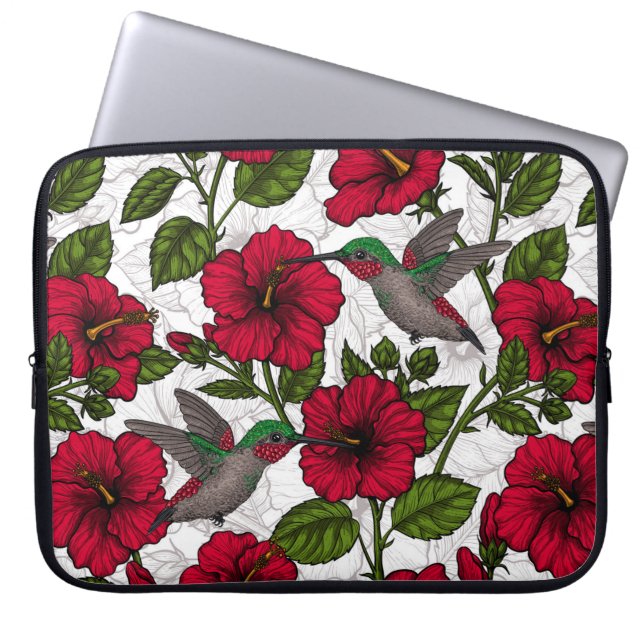 Blume von Hibisken und Kolibri Laptopschutzhülle (Vorderseite)