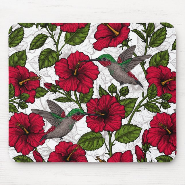Blume von Hibisken und Kolibri Mousepad (Vorne)