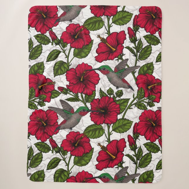 Blume von Hibisken und Kolibri Sherpadecke (Vorderseite)