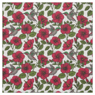 Blume von Hibisken und Kolibri Stoff