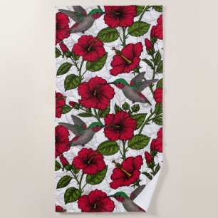 Blume von Hibisken und Kolibri Strandtuch