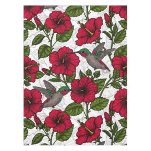 Blume von Hibisken und Kolibri Tischdecke