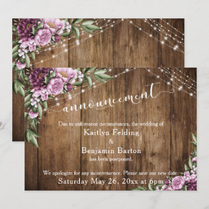 Blume von Holzleuchten vertagt Hochzeitsankündigun Einladung