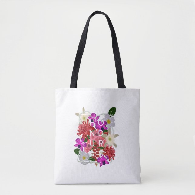 Blume von Honduras Word Art Honduras Tasche (Vorderseite)