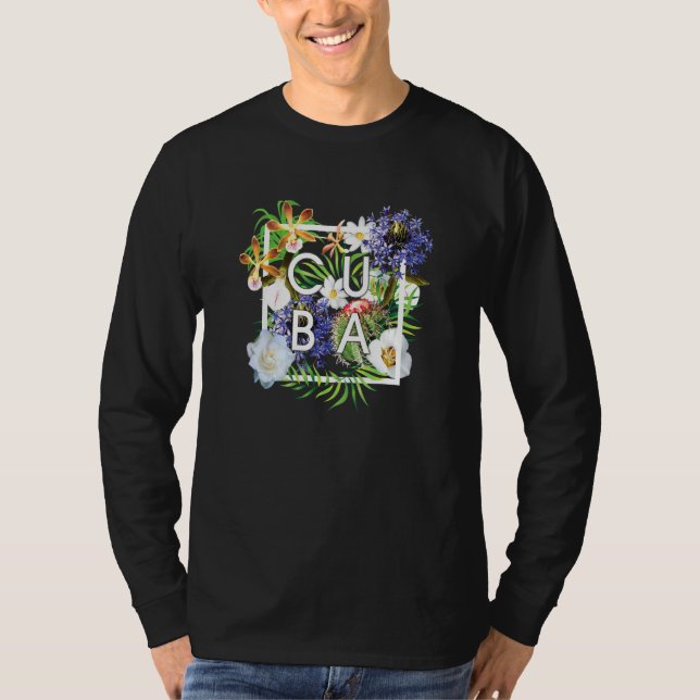 Blume von Kuba Word Art Cuban Stolz T-Shirt (Vorderseite)