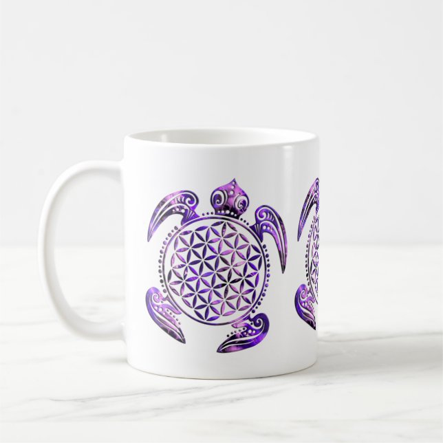 Blume von Leben-/Blume-DES Lebens - Schildkröte Kaffeetasse (Links)