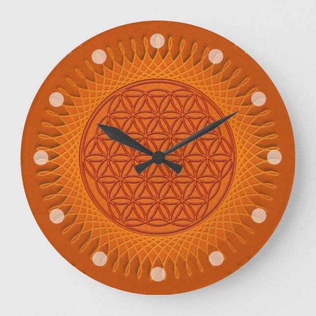 Blume von Leben - Sonne - nahtloses Muster 1 Große Wanduhr (Vorderseite)