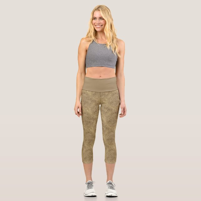 Blume von Leben - Sonne - nahtloses Muster 4 Capri Leggings (Vorderseite)