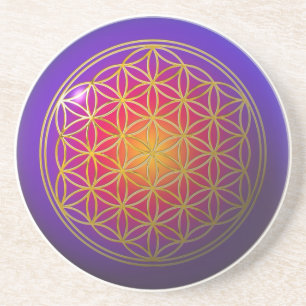 Blume von Lebendgold/Goldviolett Untersetzer