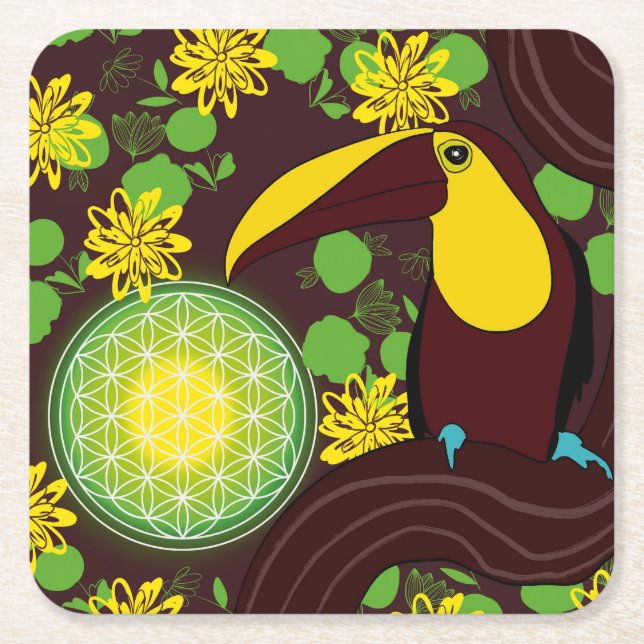 Blume von Lebendvogel Rechteckiger Pappuntersetzer (Vorderseite)