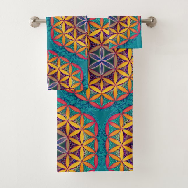 Blume von LebenMandala Badhandtuch Set (Insitu)