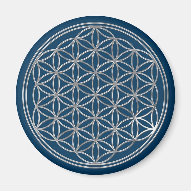 Blume von Leder/Silber Magnet (Vorne)