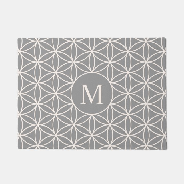 Blume von Life Big Ptn Cream on Gray(Personalisier Fußmatte (Vorderseite)