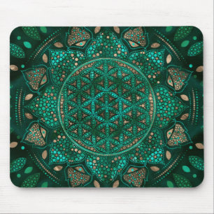 Blume von Life Dot Art Malachitgold Mousepad