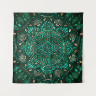 Blume von Life Dot Art Malachitgold Wandteppich