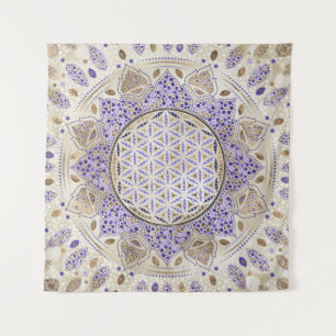 Blume von Life Dot Art Pastellen, Purpel und Gold Wandteppich
