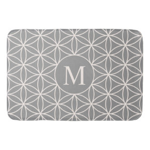 Blume von Life Ptn Cream on Gray (Personalisiert) Badematte