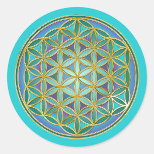 BLUME von LIFE - Sacred Geometrie Design 1 Runder Aufkleber