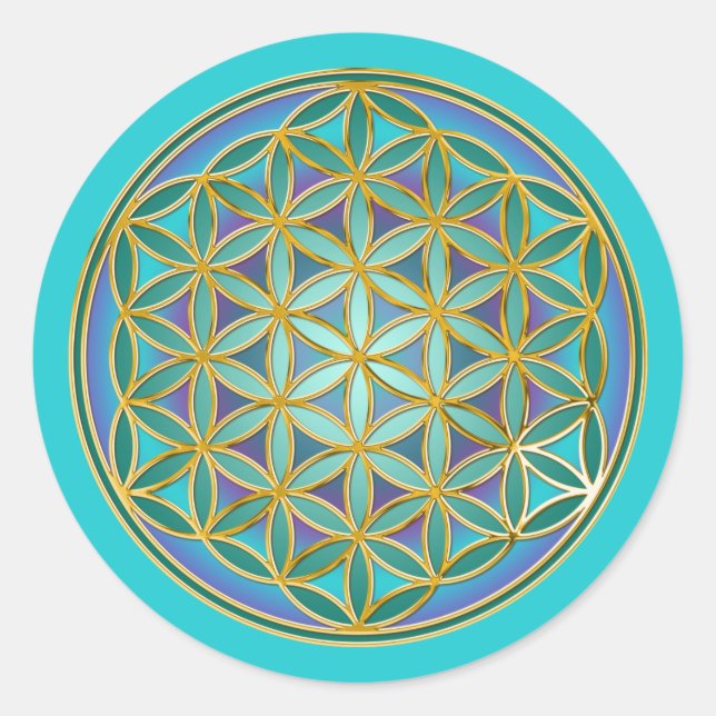 BLUME von LIFE - Sacred Geometrie Design 1 Runder Aufkleber (Vorderseite)